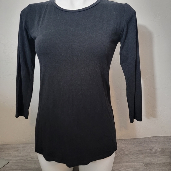 Johnny Was CALME Black Pullover Top Size XS Soft Lightweight 3/4 Sleeve Simple - Picture 1 of 8